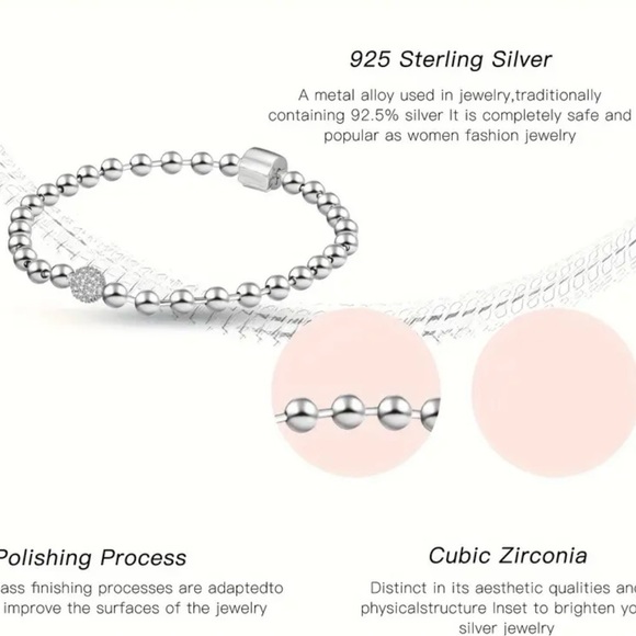 Women's 925 Sterling Silver & Pavé Bracelet CZ Stone ~Size 7.09” - NWT - Picture 3 of 3